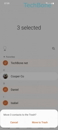 How to Delete single or multiple Contacts - Tap on  Move to Trash 