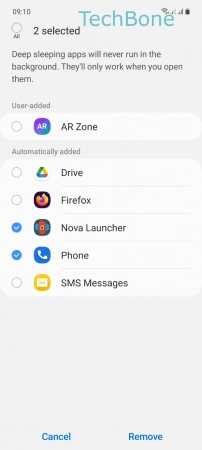 How to Manage Sleeping Apps - Select one or more  Apps  and tap on  Remove 