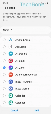 How to Manage Sleeping Apps - Select one or more  Apps  and tap  Add 