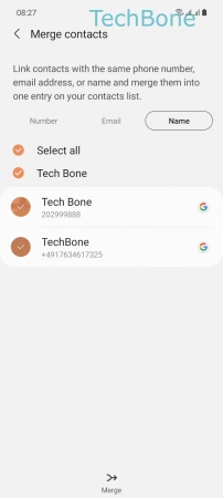 How to Merge Duplicate contacts - Tap on  Merge 