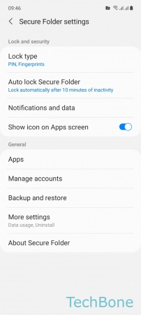 How to Restore Secure Folder Backup - Tap on  Backup and restore 