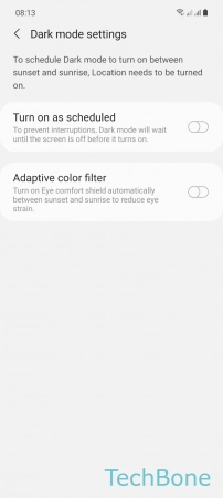 How to Schedule Dark mode - Enable  Turn on as scheduled 
