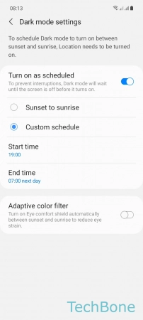 How to Schedule Dark mode - Set the  Start/End time 