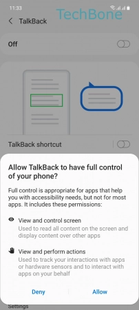 How to Turn On TalkBack - Tap on  Allow 