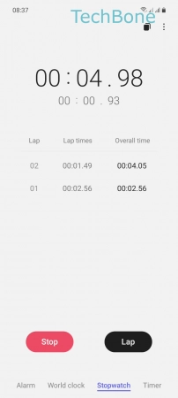 How to Use Stopwatch - Tap on  Stop 
