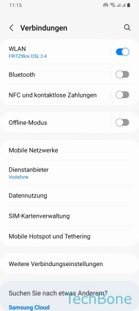 Einrichten - Tippe auf  Mobile Hotspot und Tethering 