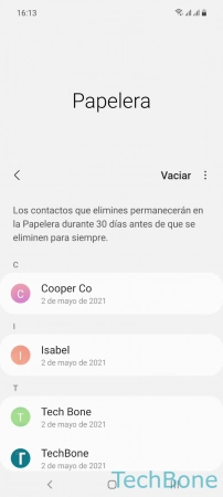 Paso 4: Abre el menú de tres puntos Restaurar contactos eliminados - Abre el menú de tres puntos
