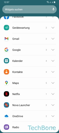 Hinzufügen - Wähle eine  Widget-Kategorie 