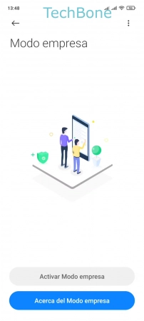 Paso 4: Presiona Activar Modo empresa o Acerca del Modo empresa Activar el Modo empresa - Presiona Activar Modo empresa o Acerca del Modo empresa