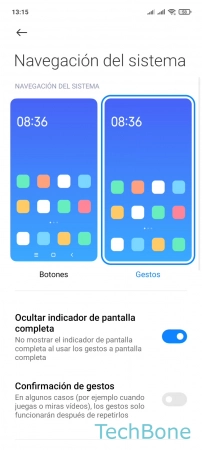 Paso 4: Activa o desactiva Confirmación de gestos Activar o desactivar la Confirmación de gestos - Activa o desactiva Confirmación de gestos