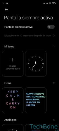 Paso 4: Activa o desactiva Pantalla siempre activa Activar o desactivar Pantalla siempre activa - Activa o desactiva Pantalla siempre activa