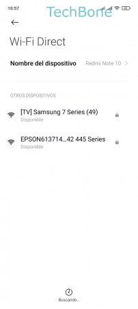 Paso 5: Selecciona un Dispositivo disponible Activar Wi-Fi Direct - Selecciona un Dispositivo disponible