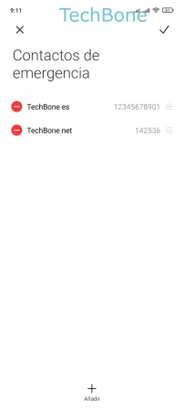 Paso 8: Presiona Guardar Añadir o quitar Contactos de emergencia - Presiona Guardar