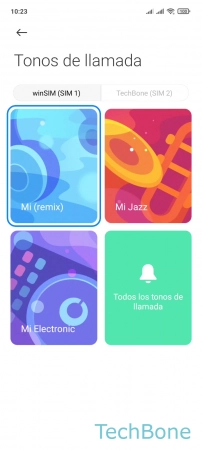 Paso 4: Selecciona una tarjeta SIM (doble SIM) Cambiar el Tono de llamada - Selecciona una tarjeta SIM (doble SIM)