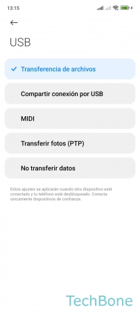 Configuración de USB predeterminada - Establece la  Configuración de USB predeterminada 