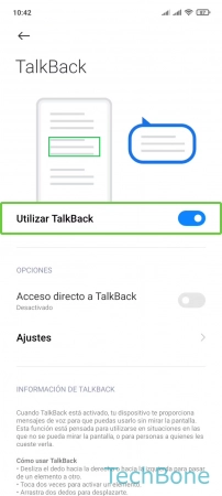Paso 13: Presiona dos veces Utilizar TalkBack Desactivar TalkBack - Presiona dos veces Utilizar TalkBack