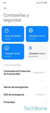 Paso 3: Presiona Desbloqueo facial Eliminar los Datos faciales - Presiona Desbloqueo facial