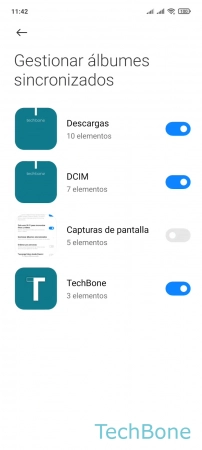 Paso 5: Activa o desactiva los Álbumes a sincronizar Gestionar los Álbumes a sincronizar con Xiaomi Cloud - Activa o desactiva los Álbumes a sincronizar