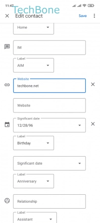 How to Add Contact details - Enter the  Corresponding data  and tap  Save 