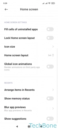 How to Change the View of Recent apps - Tap on  Arrange items in Recents 