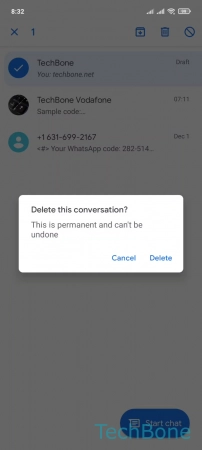 How to Delete a Conversation - Tap on  Delete  to confirm