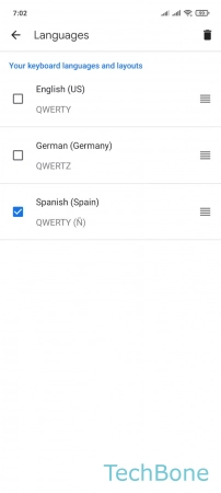 How to Remove a Keyboard language - Tap on  Delete 