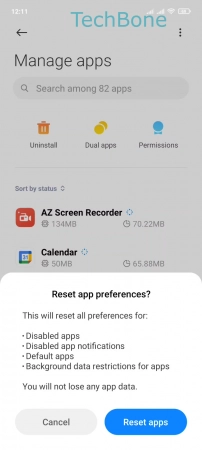 How to Reset app settings - Tap on  Reset apps 