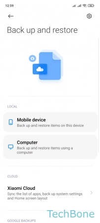 How to Restore local Backup - Tap on  Mobile device 