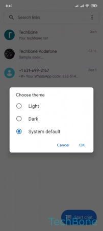 How to Set Dark or Light Theme for Messages app - Choose  Light ,  Dark  or  System default  and tap  OK 