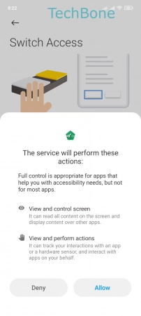 How to Set up Switch access - Tap on  Allow 