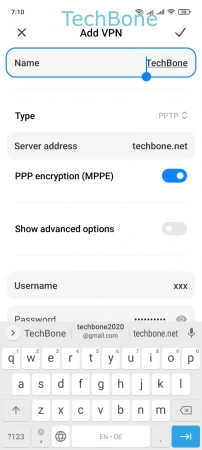 How to Set up Virtual Private Network (VPN) - Enter the corresponding  data  and tap  Save 