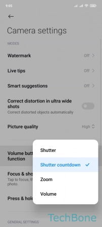 How to Set Volume buttons function for camera - Choose an  option 
