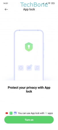 How to Turn On App Lock - Tap on  Turn on  and set a Pattern