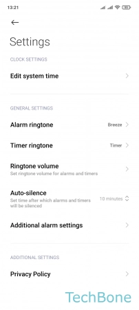 How to Turn On/Off Ascending Alarm volume - Tap on  Additional alarm settings 