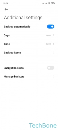 How to Turn On/Off Automatic Backup - Set the  Days ,  Time  and  Back up items 