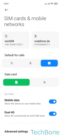 How to Turn on/off Data Roaming - Tap on  Advanced settings 