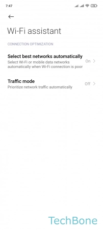 How to Turn on/off Wi-Fi assistant - Select best networks automatically - Tap on  Select best networks automatically 