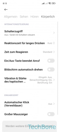 Reaktionszeit von Berühren/Halten - Tippe auf  Reaktionszeit für langes Drücken 