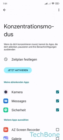 Schritt 5: Tippe auf Jetzt aktivieren oder lege einen Zeitplan fest Konzentrationsmodus - Tippe auf Jetzt aktivieren oder lege einen Zeitplan fest