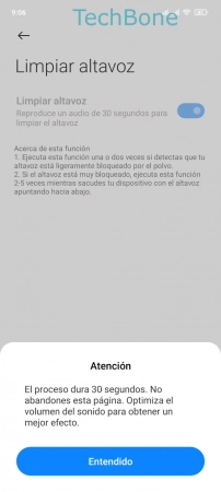 Paso 5: Presiona Entendido Reproducir un Audio para limpiar el Altavoz - Presiona Entendido