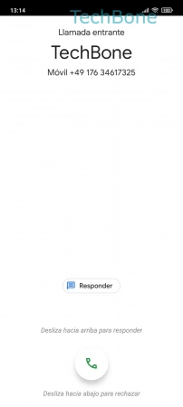 Paso 1: Arrastra el Icono de teléfono hacia arriba Responder una Llamada entrante - Arrastra el Icono de teléfono hacia arriba