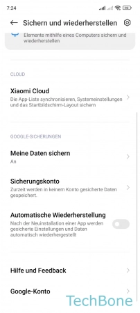 Erstellen - Tippe auf  Xiaomi Cloud 