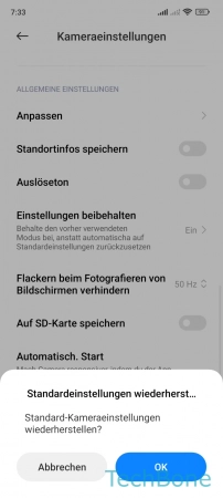 Schritt 5: Tippe auf OK Kameraeinstellungen - Tippe auf OK
