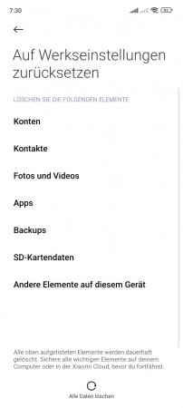 Schritt 4: Tippe auf Alle Daten löschen Werkseinstellungen - Tippe auf Alle Daten löschen