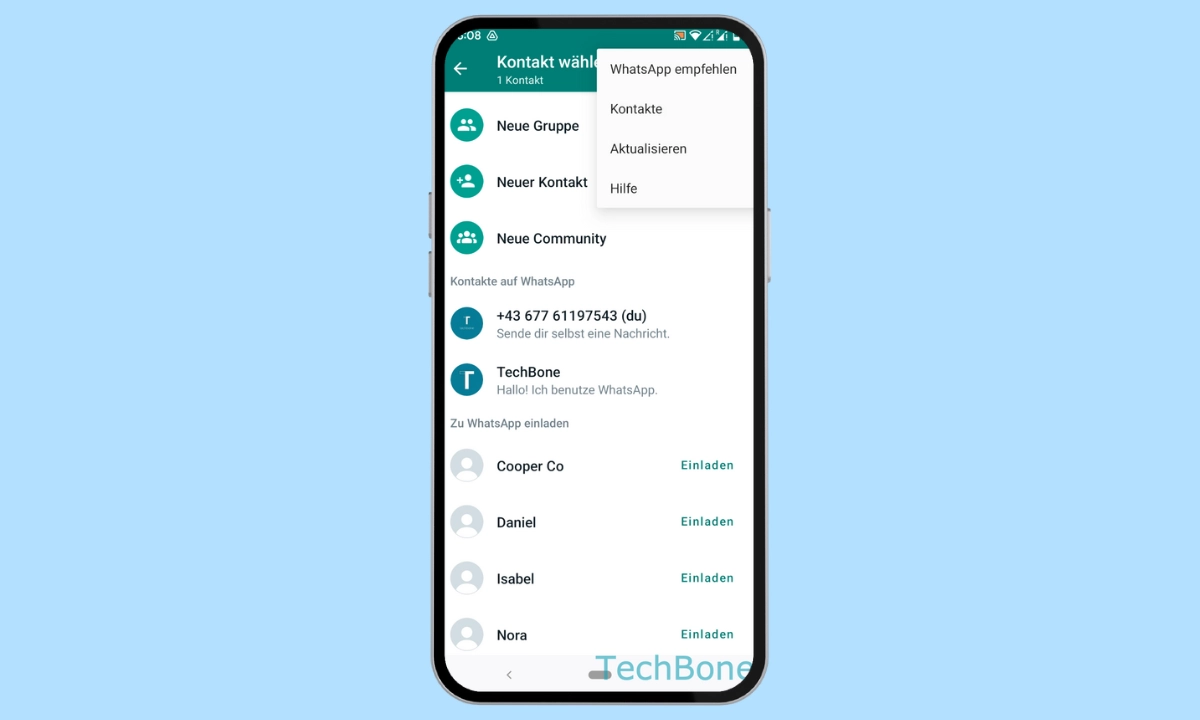 WhatsApp: Kontakte aktualisieren Kontakte aktualisieren