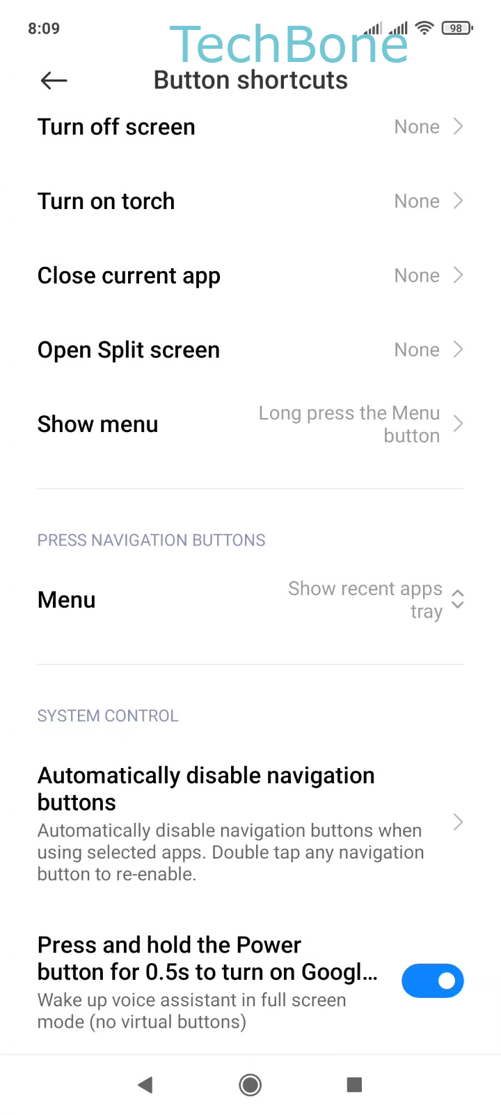 How to Turn on/off Google Assistant from Power button - Xiaomi Manual |  TechBone