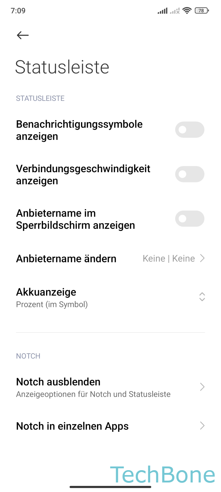 Statusleiste bei Android