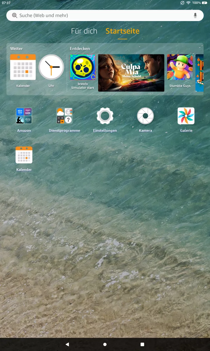Standard-Erinnerungszeit für Kalendertermine ändern – Fire OS 8: Schritt 1 – Kalender-App öffnen